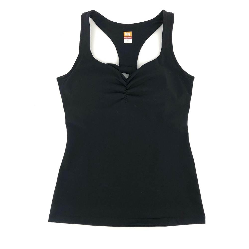 Lucy Black Racer Back Sleeveless Tank Athletic Top - Picture 1 of 8